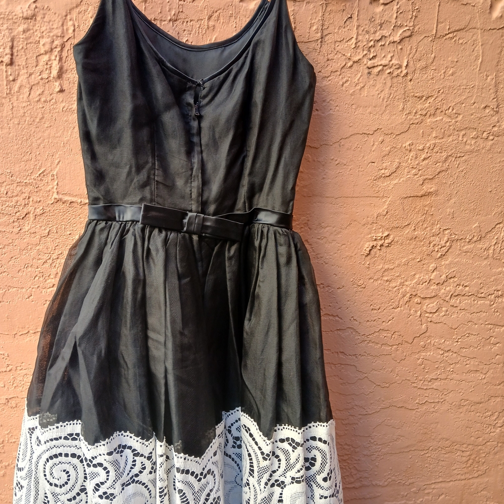 Elegant Black and White Lace Dress